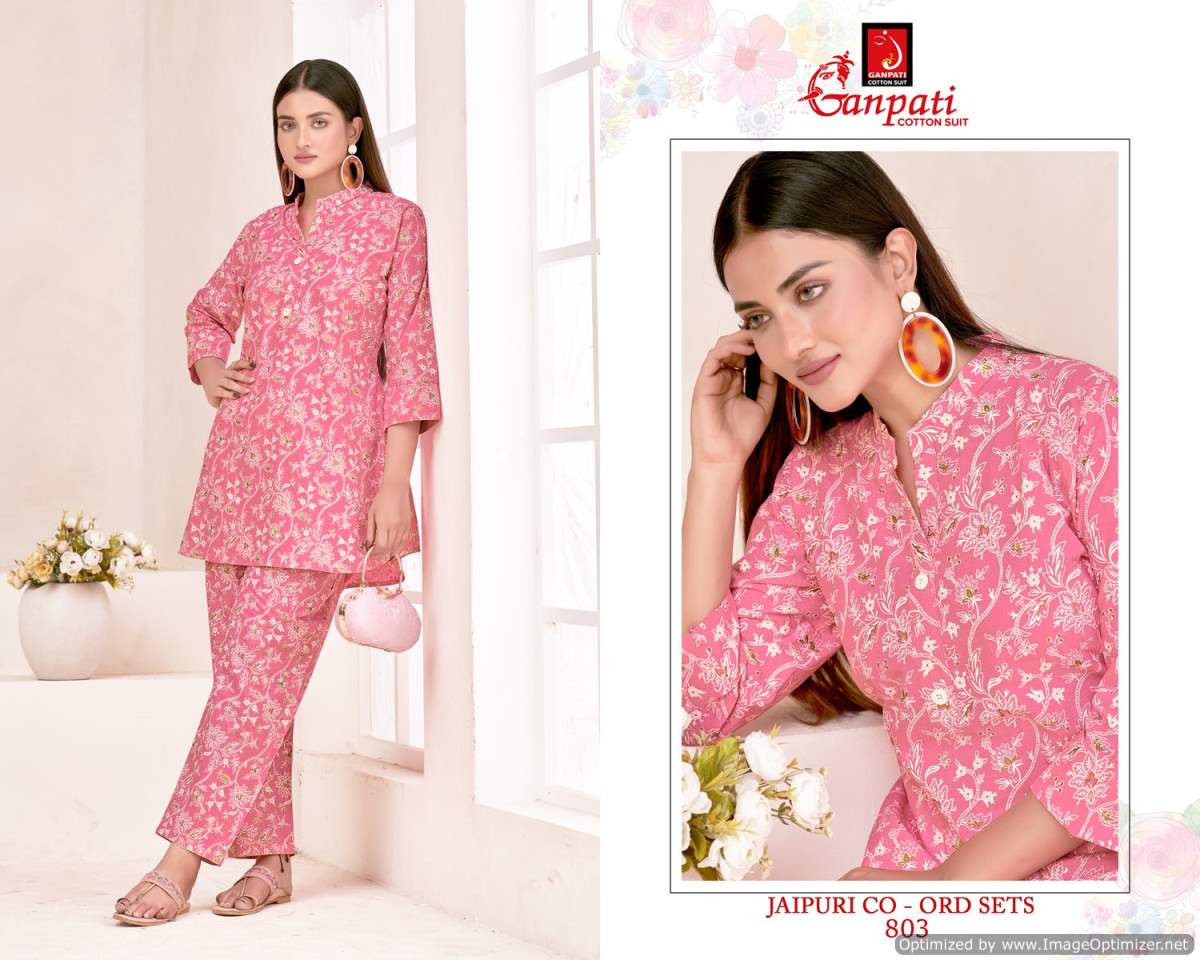 Jaipuri Vol 8 By Ganpati Heavy Pure Cotton Cord Set Top With Bottom Wholesale Shop In Surat